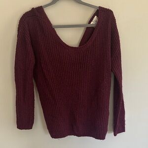 Hippie Rose Deep Wine Scoop Neck Knit Sweater